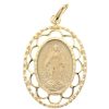 Palais du Rosaire Medaille Et Croix Plaque Or | Medaille Miraculeuse Plaque Or 20Mm Avec Effet Dentelle