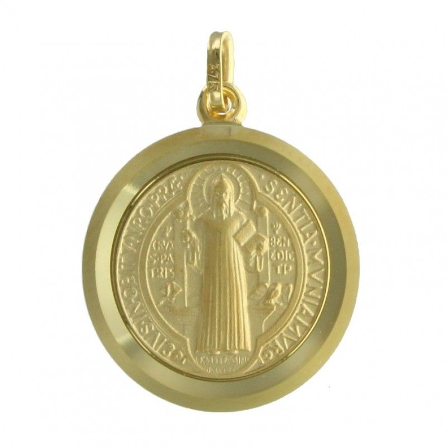 Palais du Rosaire Medaille Et Croix Or | Medaille De Saint Benoit En Or 20Mm 18 Carats