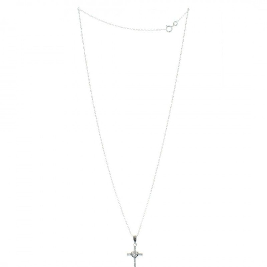 Palais du Rosaire Collier En Argent | Parure Argent, Chaine Et Croix Decoree De Strass 20Mm