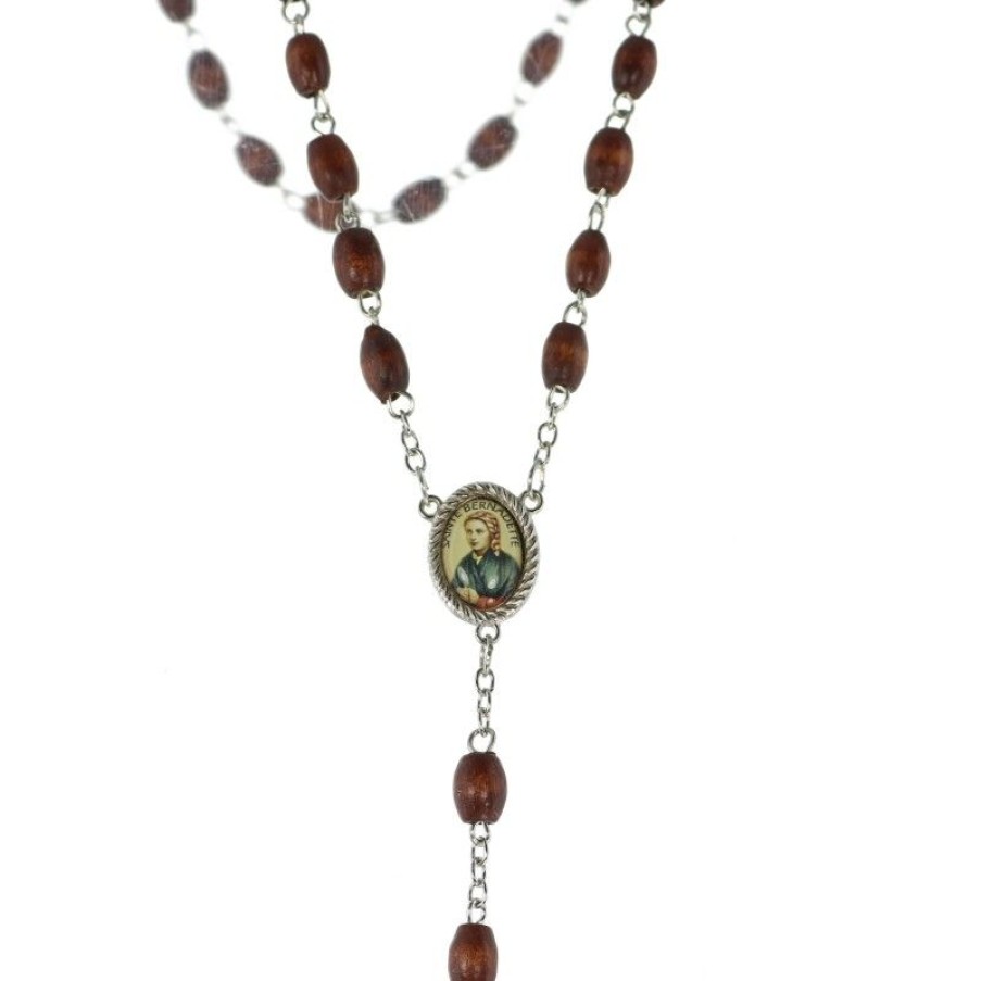 Palais du Rosaire Chapelet Bois | Chapelet En Bois Avec Perles Ovales Et Medaille De Bernadette