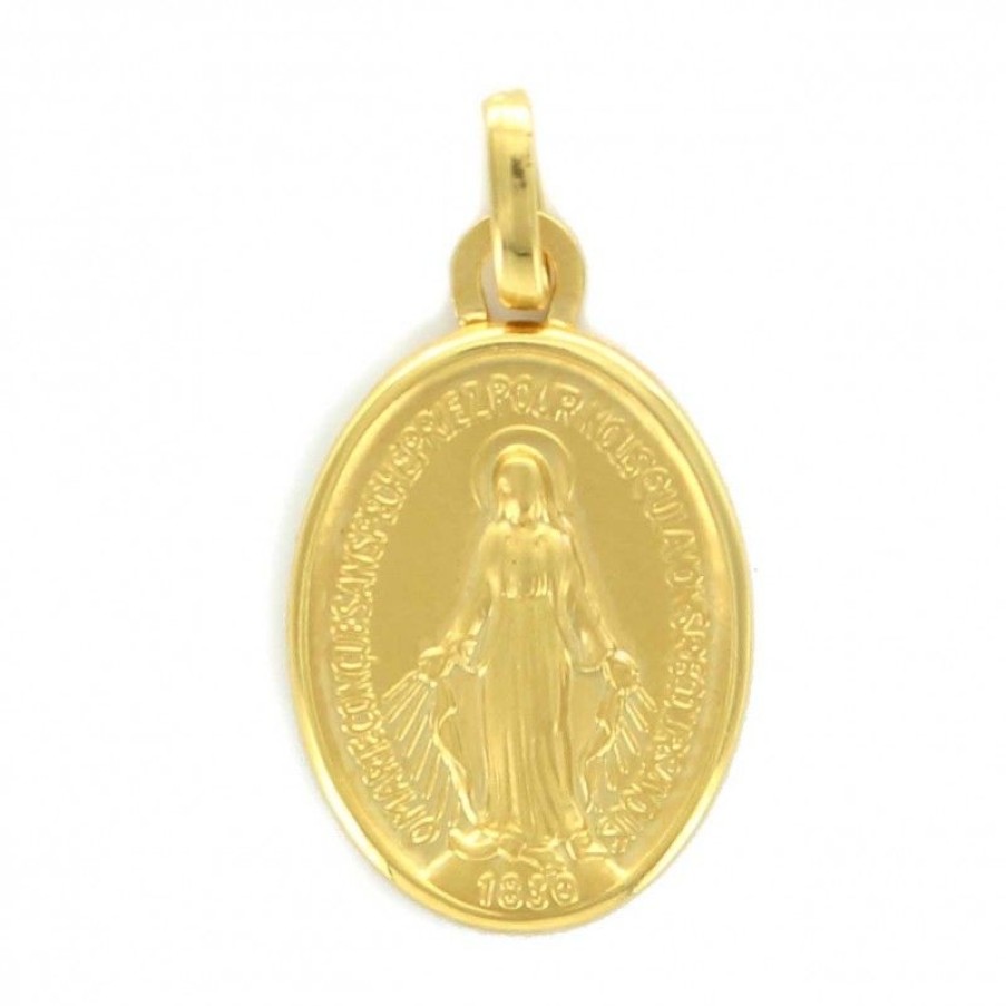 Palais du Rosaire Medaille Et Croix Or | Medaille Miraculeuse En Or 17Mm