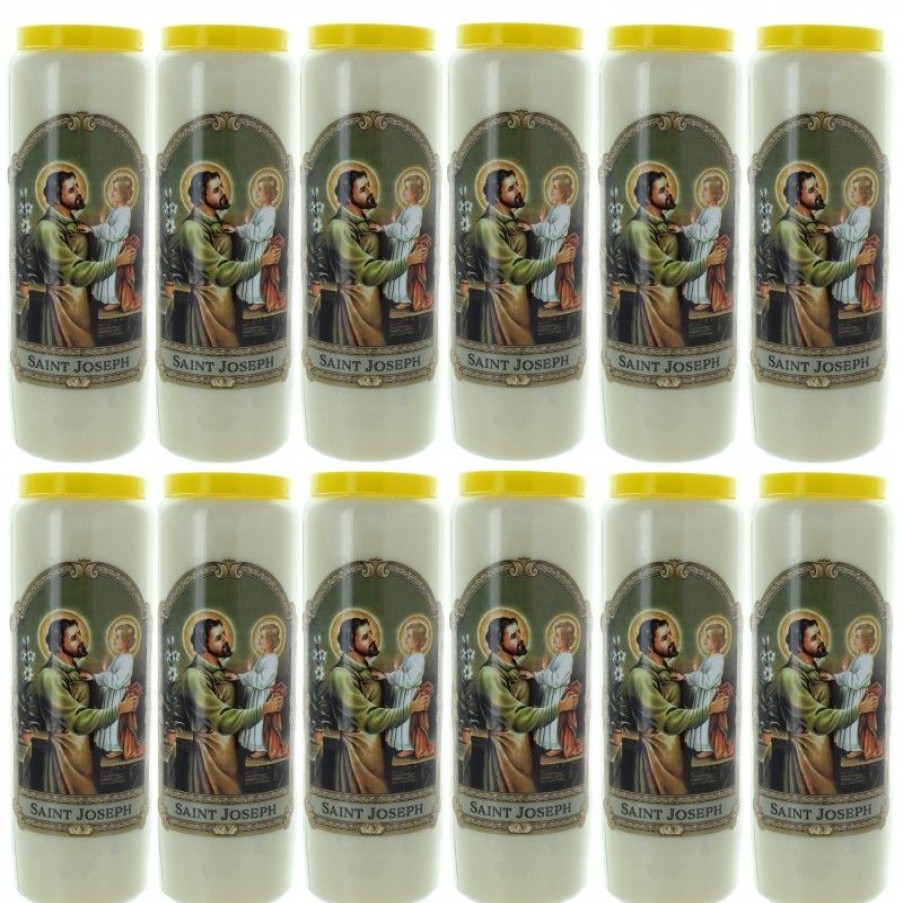 Palais du Rosaire Bougie Neuvaine | Lot De 12 Bougies Neuvaine De Saint Joseph 17,5Cm