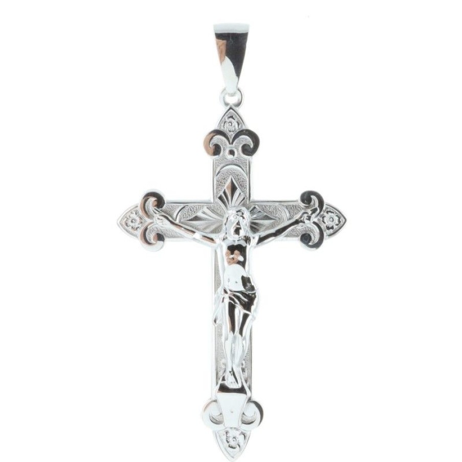 Palais du Rosaire Medaille Et Croix Argent | Pendentif Croix Argent Avec Le Christ