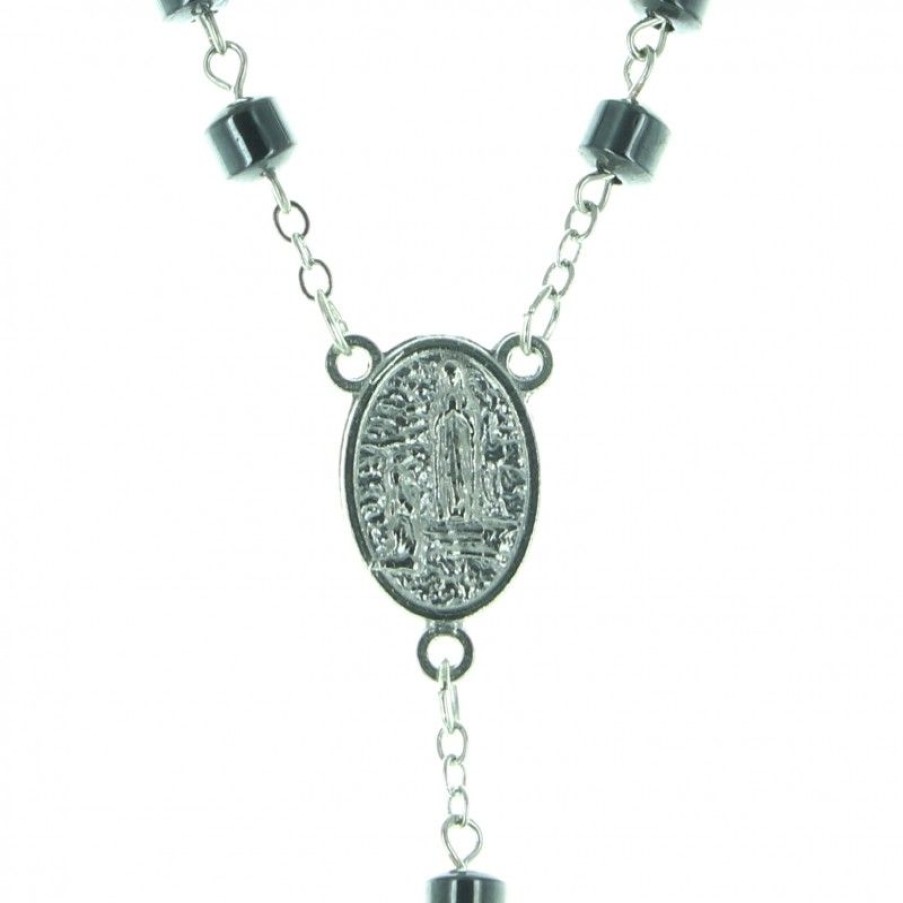 Palais du Rosaire Chapelet Metal | Chapelet De Lourdes En Pierre Hematite De 6 Mm