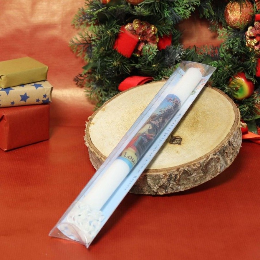 Palais du Rosaire Bougie Decorative | Bougie De Lourdes Avec Un Chapelet Lumineux Dans Un Etui