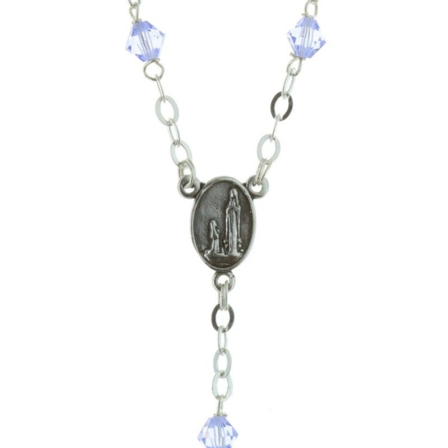 Palais du Rosaire Chapelet Argent | Chapelet De Lourdes En Argent Avec Des Grains En Cristal Swarovski Colore De 5Mm