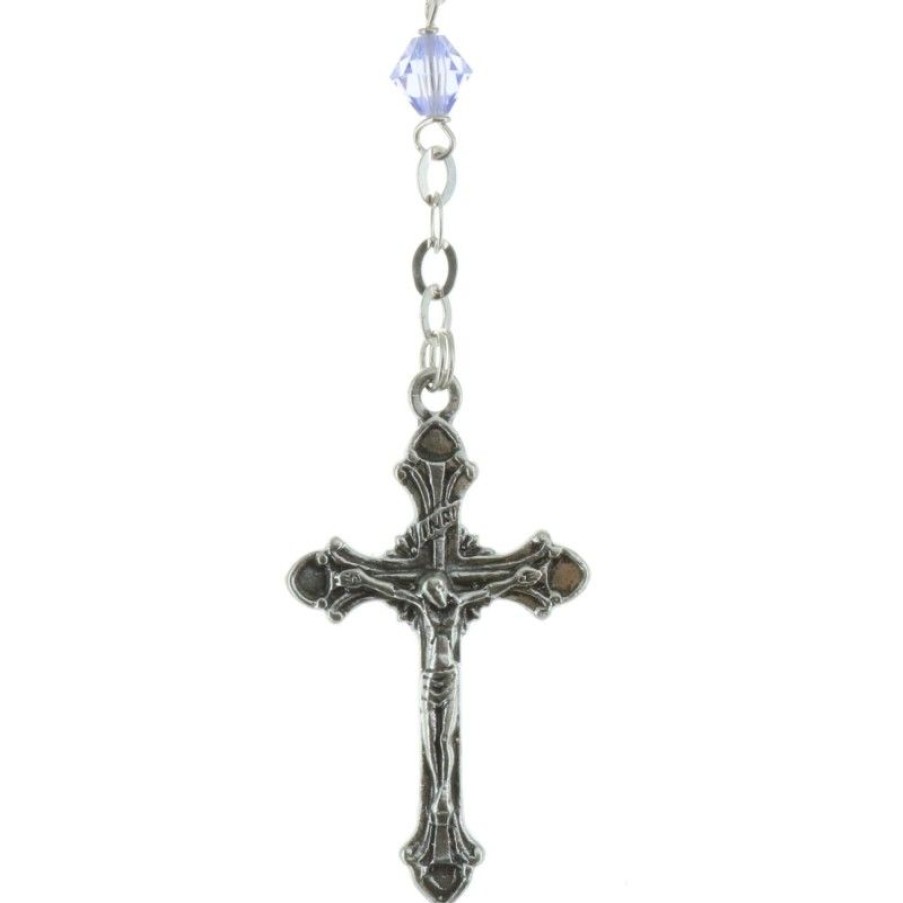 Palais du Rosaire Chapelet Argent | Chapelet De Lourdes En Argent Avec Des Grains En Cristal Swarovski Colore De 5Mm