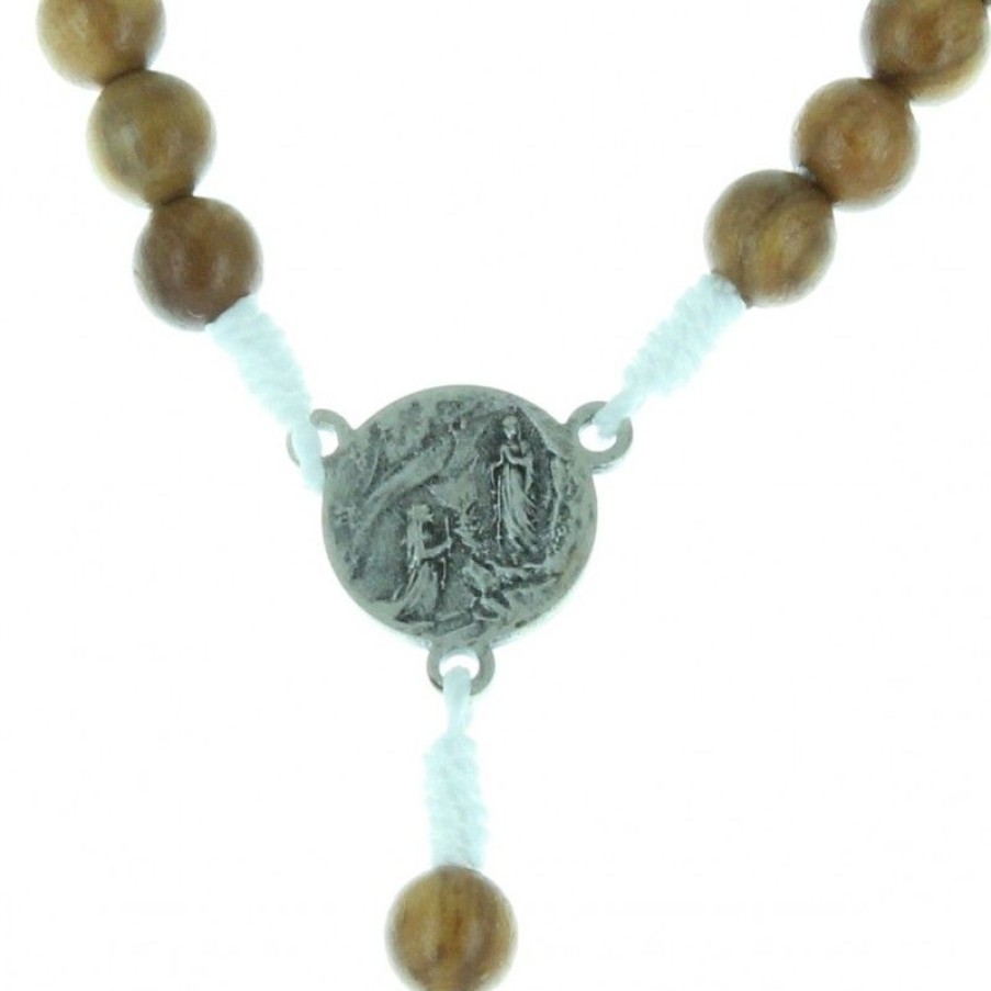 Palais du Rosaire Chapelet Bois | Chapelet De Lourdes Sur Corde Avec Des Grains En Bois D'Olivier