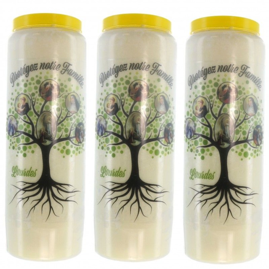 Palais du Rosaire Bougie Neuvaine | Lot De 3 Bougies De Neuvaine Arbre De Vie Protecteur 17,5Cm