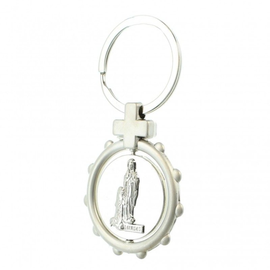 Palais du Rosaire Porte&Cles | Porte Cle Dizainier Tournant Apparition De Lourdes Et Saint Christophe
