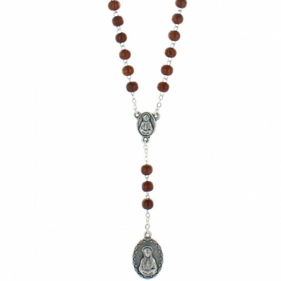 Palais du Rosaire Chapelet Bois | Chapelet Notre Dame Des 7 Douleurs En Bois Marron Avec Priere