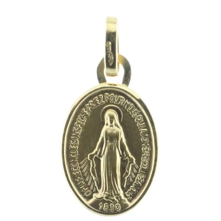 Palais du Rosaire Medaille Et Croix Or | Medaille Miraculeuse Or, Bords Polis,13Mm