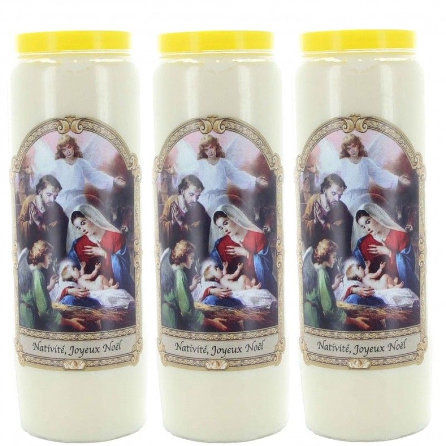 Palais du Rosaire Bougie Neuvaine | Lot De 3 Bougies Neuvaine Nativite, Joyeux Noel