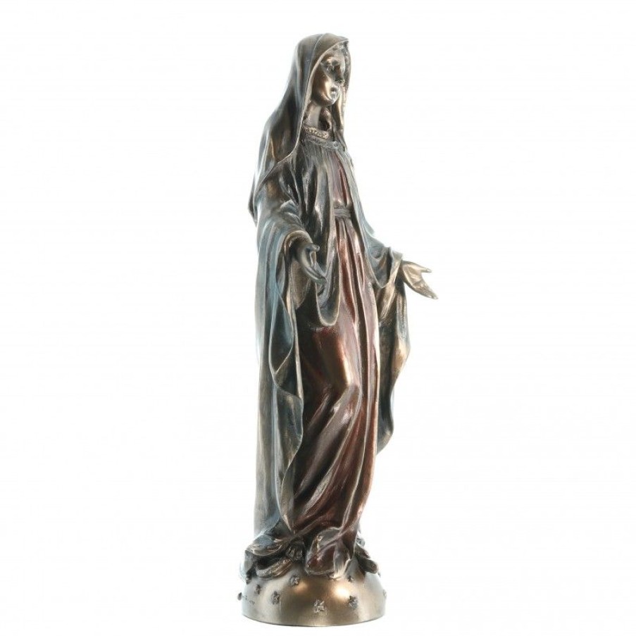 Palais du Rosaire Statue En Bronze Et Metal | Statue Vierge Miraculeuse En Bronze Coule A Froid 21Cm