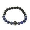 Palais du Rosaire Bracelet Fantaisie | Bracelet Religieux En Pierre D'Agate Noire Et Lapis Lazuli