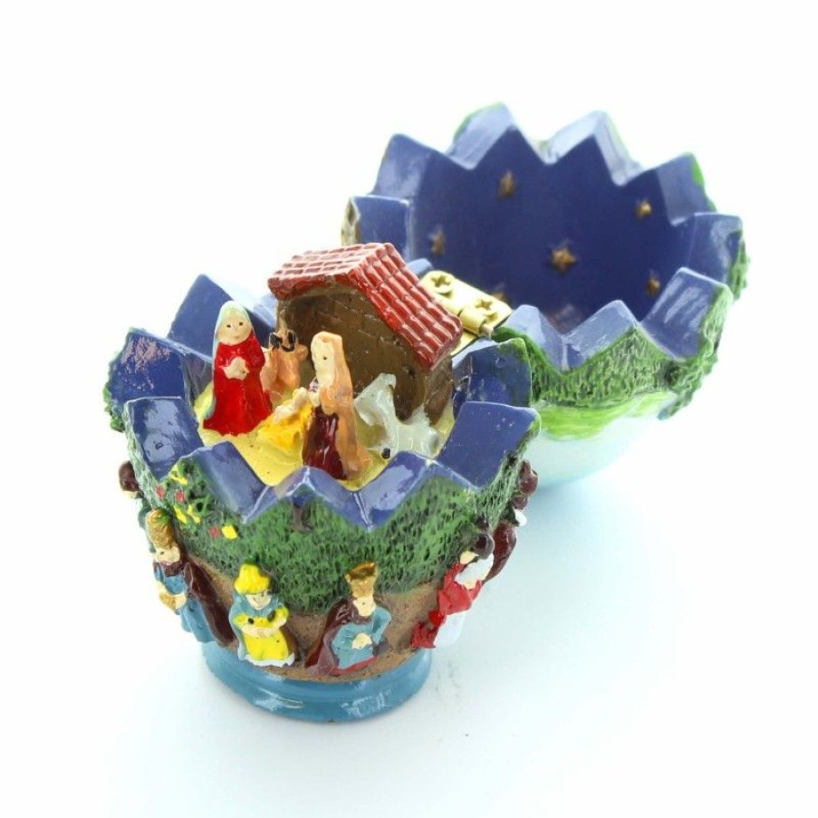 Palais du Rosaire Creche | Creche Miniature De La Sainte Famille Dans Un Oeuf - Resine - 7Cm