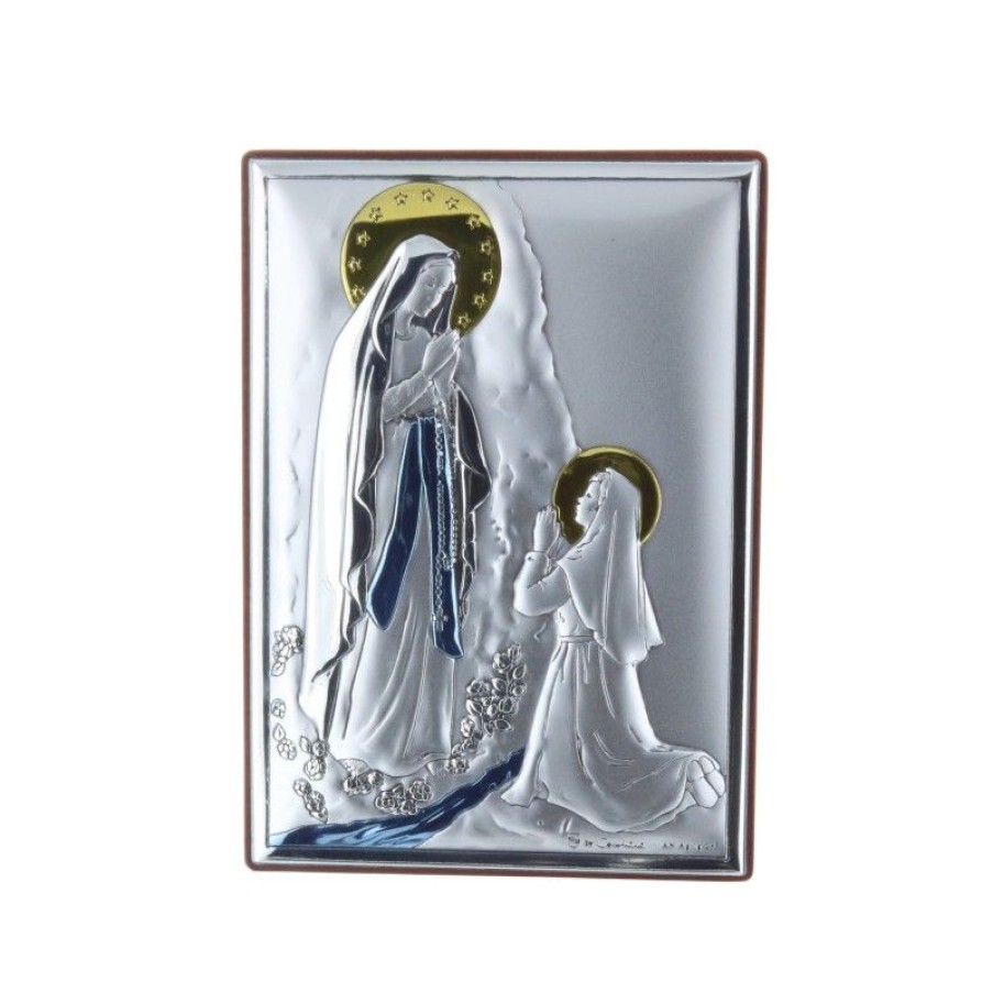 Palais du Rosaire Cadre Religieux | Cadre Religieux Apparition De Lourdes Argentee 8 X 11 Cm