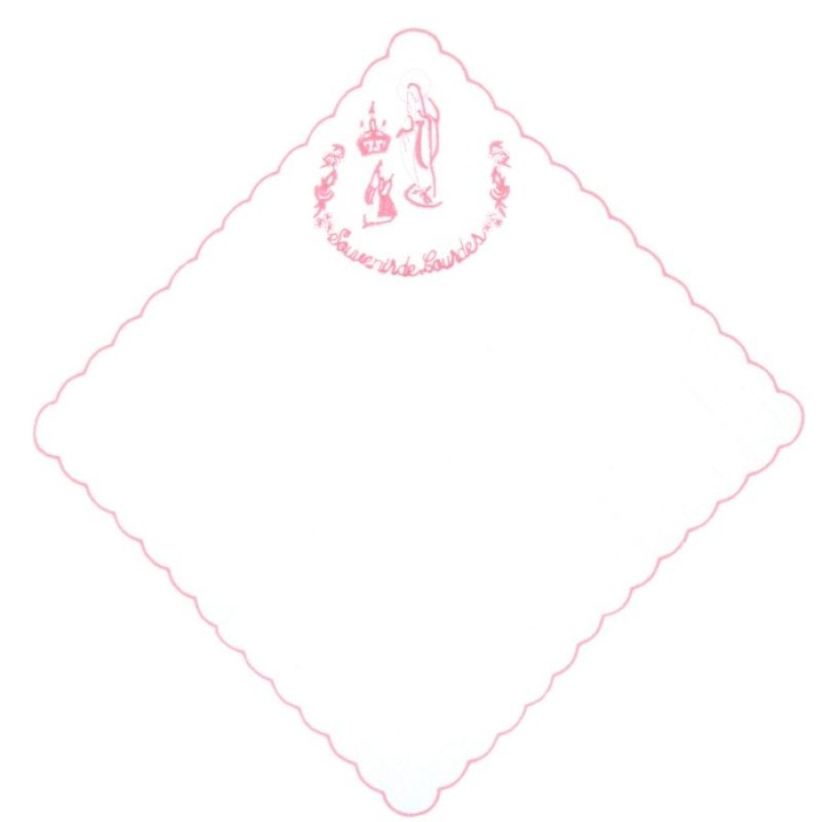 Palais du Rosaire Accessoire | Mouchoir Tissu Brode De L'Apparition De Lourdes Et Souvenir De Lourdes