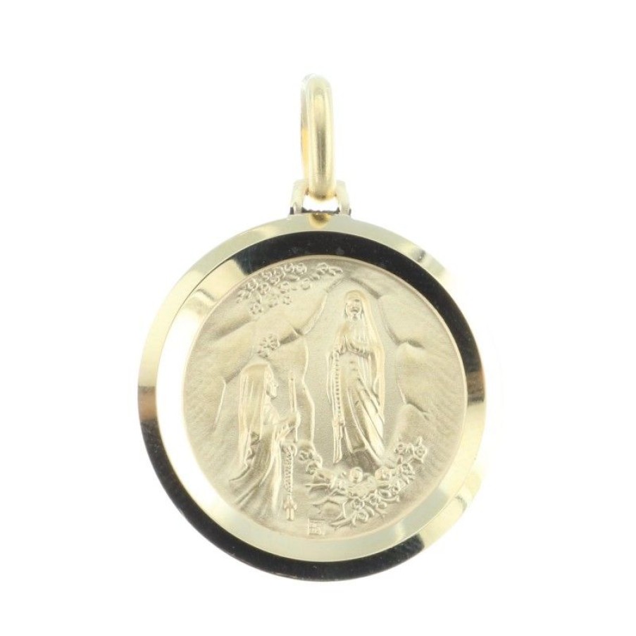 Palais du Rosaire Medaille Et Croix Plaque Or | Medaille Plaque Or Ronde, Portrait Vierge Marie Et Apparition De Lourdes