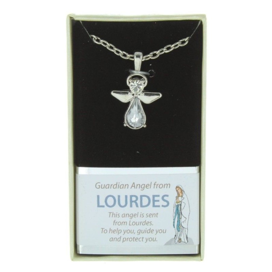 Palais du Rosaire Collier Fantaisie | Collier Argente Avec Un Pendentif Ange Facon Cristal