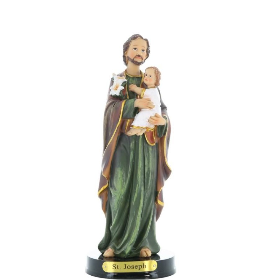 Palais du Rosaire Statue De Saint Joseph | Statue De Saint Joseph A L'Enfant En Resine Coloree 22Cm