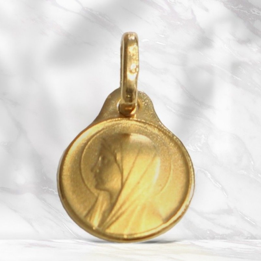 Palais du Rosaire Medaille Et Croix Or | Petite Medaille De La Vierge De Profil En Or