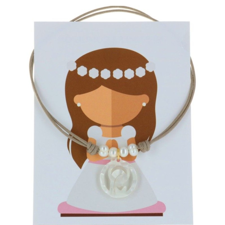 Palais du Rosaire Collier Fantaisie | Collier De Communion Avec Une Medaille De La Vierge Marie En Nacre