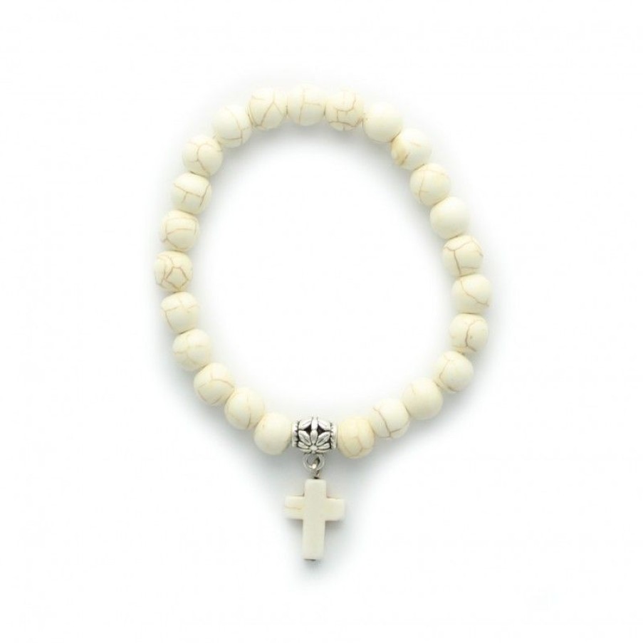 Palais du Rosaire Bracelet Fantaisie | Bracelet Avec Pierres Colorees Et Croix Religieuse