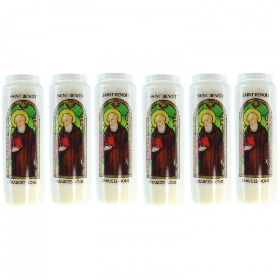 Palais du Rosaire Bougie Neuvaine | Lot De 6 Bougies De Neuvaine De Saint Benoit Avec Prieres