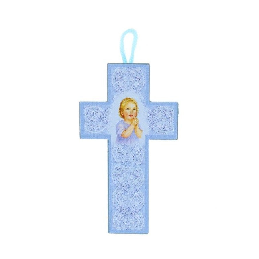 Palais du Rosaire Medaille De Berceau | Medaille Berceau Croix Et Fleur Apparition Lourdes 11 X 17 Cm