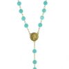 Palais du Rosaire Chapelet Plaque Or | Chapelet Plaque Or Avec Grains En Pierre Turquoise