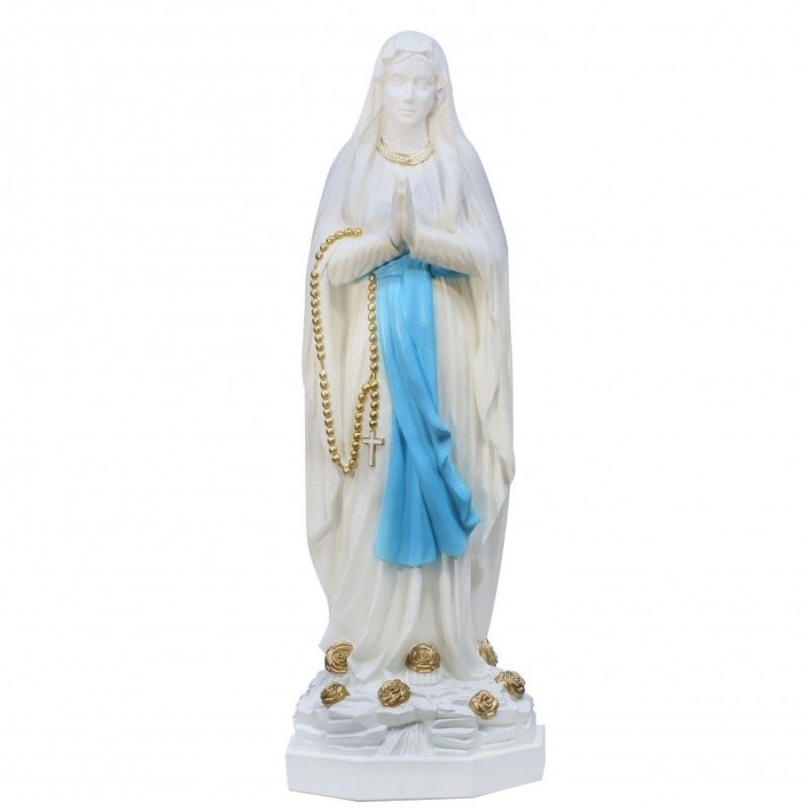 Palais du Rosaire Statue De Grande Taille | Statue Vierge Marie En Resine Blanche 150Cm