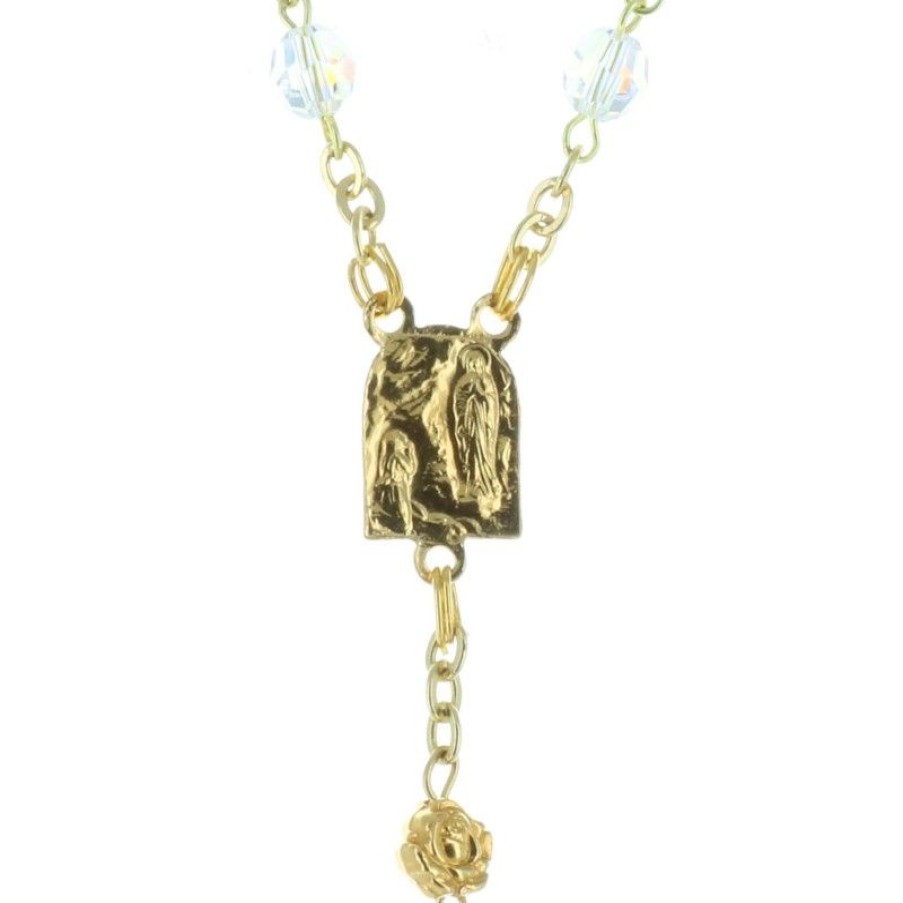 Palais du Rosaire Chapelet Cristal | Chapelet De Lourdes En Cristal Swarovski, Coeur Apparition De Lourdes Et Paters En Forme De Roses