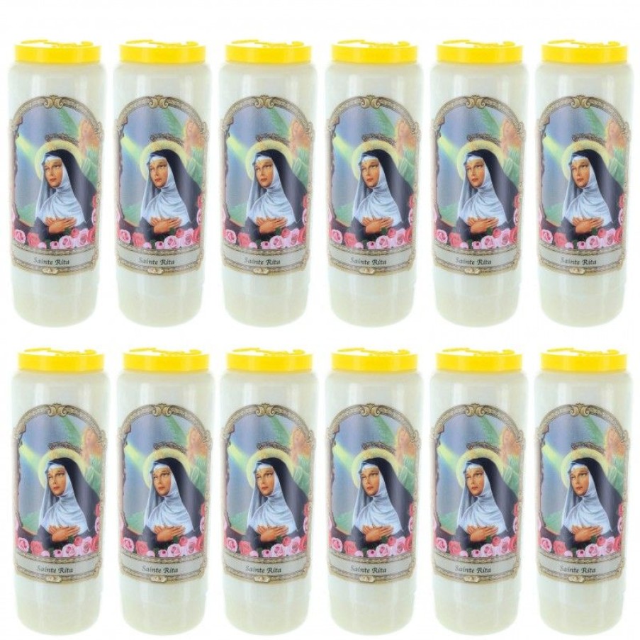 Palais du Rosaire Bougie Neuvaine | Lot De 12 Bougies Neuvaine Sainte Rita 17,5 Cm