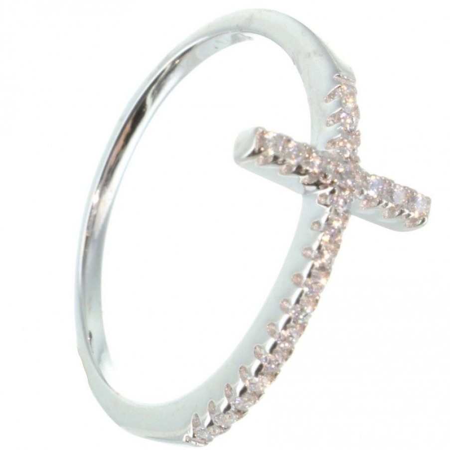 Palais du Rosaire Bague Argent | Bague En Argent Avec Une Croix En Strass