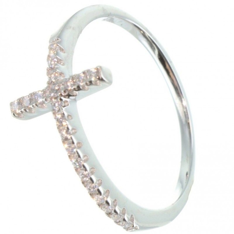 Palais du Rosaire Bague Argent | Bague En Argent Avec Une Croix En Strass