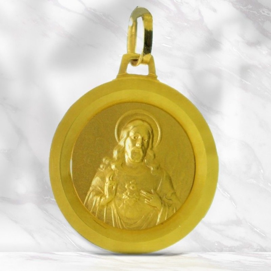 Palais du Rosaire Medaille Et Croix Or | Medaille Scapulaire De 16Mm En Or