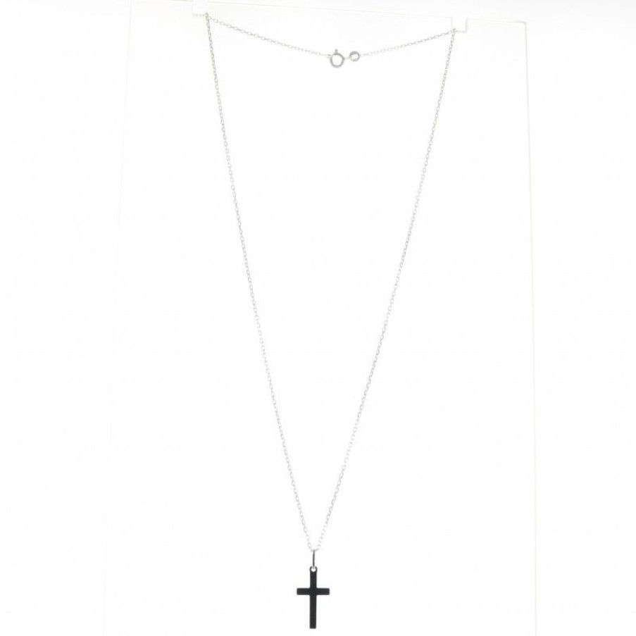 Palais du Rosaire Collier En Argent | Parure En Argent Avec Croix Biseautee 19Mm