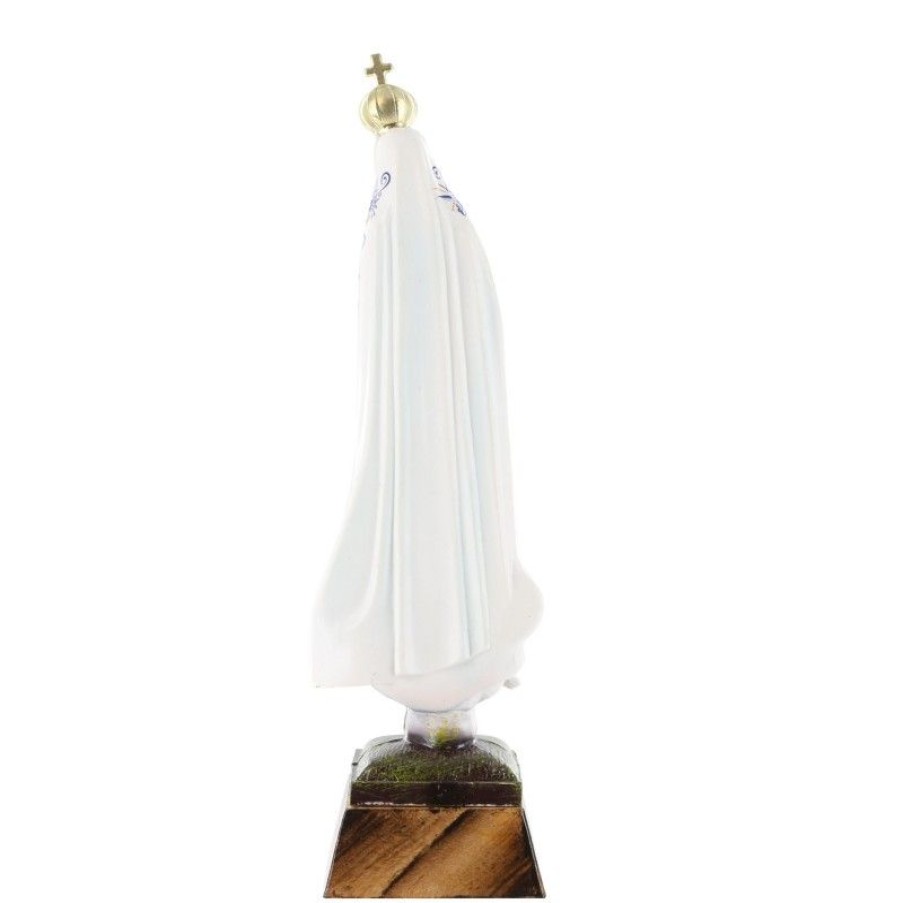 Palais du Rosaire Statue Vierge De Fatima | Statue De Fatima Vetue D'Un Manteau Fleuri Bleu 18Cm