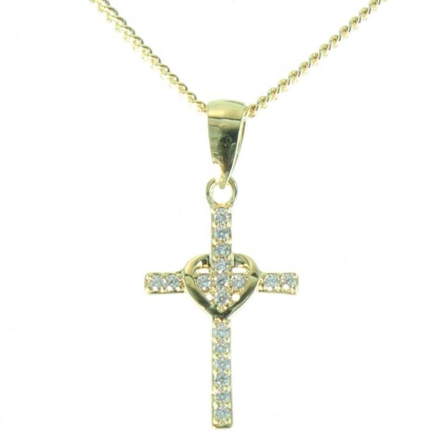 Palais du Rosaire Collier En Plaque Or | Parure Plaque Or, Chaine Et Pendentif Croix Avec Strass 20Mm