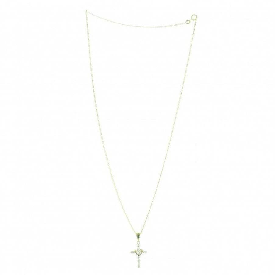 Palais du Rosaire Collier En Plaque Or | Parure Plaque Or, Chaine Et Pendentif Croix Avec Strass 20Mm