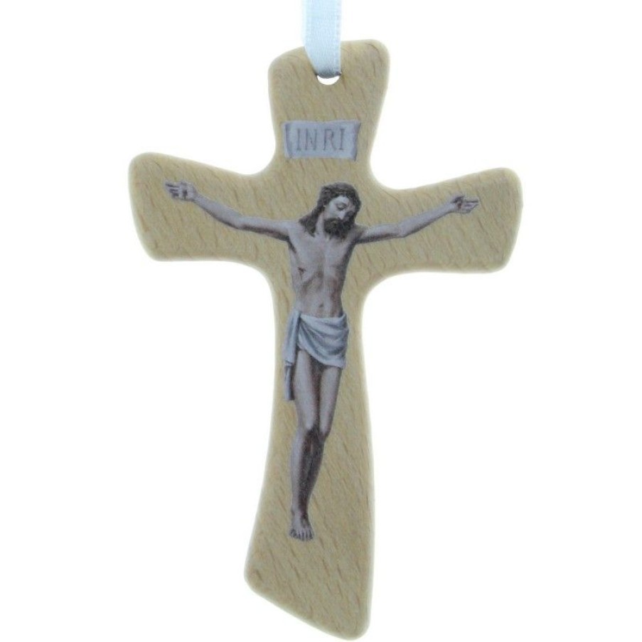 Palais du Rosaire Crucifix Bois | Crucifix Bois Avec L'Image Du Christ 10Cm