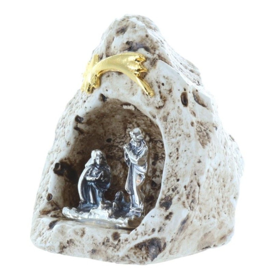 Palais du Rosaire Creche | Creche De Noel Dans Une Grotte En Resine 5,5Cm