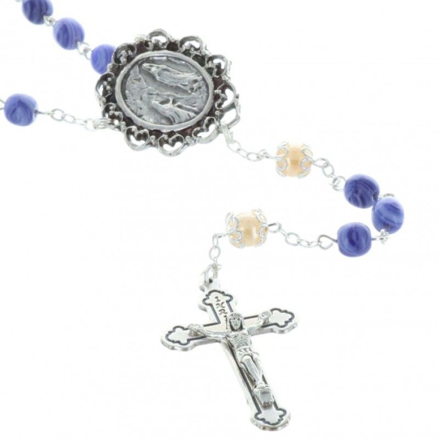 Palais du Rosaire Chapelet Verre | Chapelet Eau De Lourdes Grains Verre Et Coeur Apparition De Lourdes