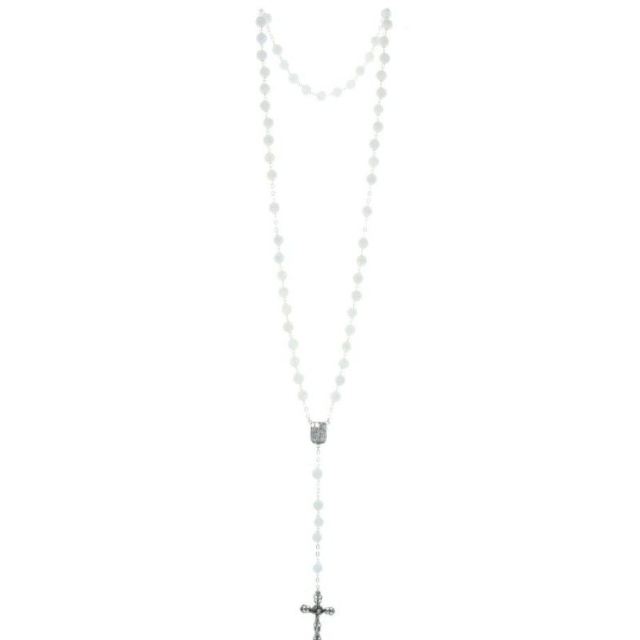 Palais du Rosaire Chapelet Argent | Chapelet De Lourdes En Argent Avec Pierres Effet Craquelees 7Mm