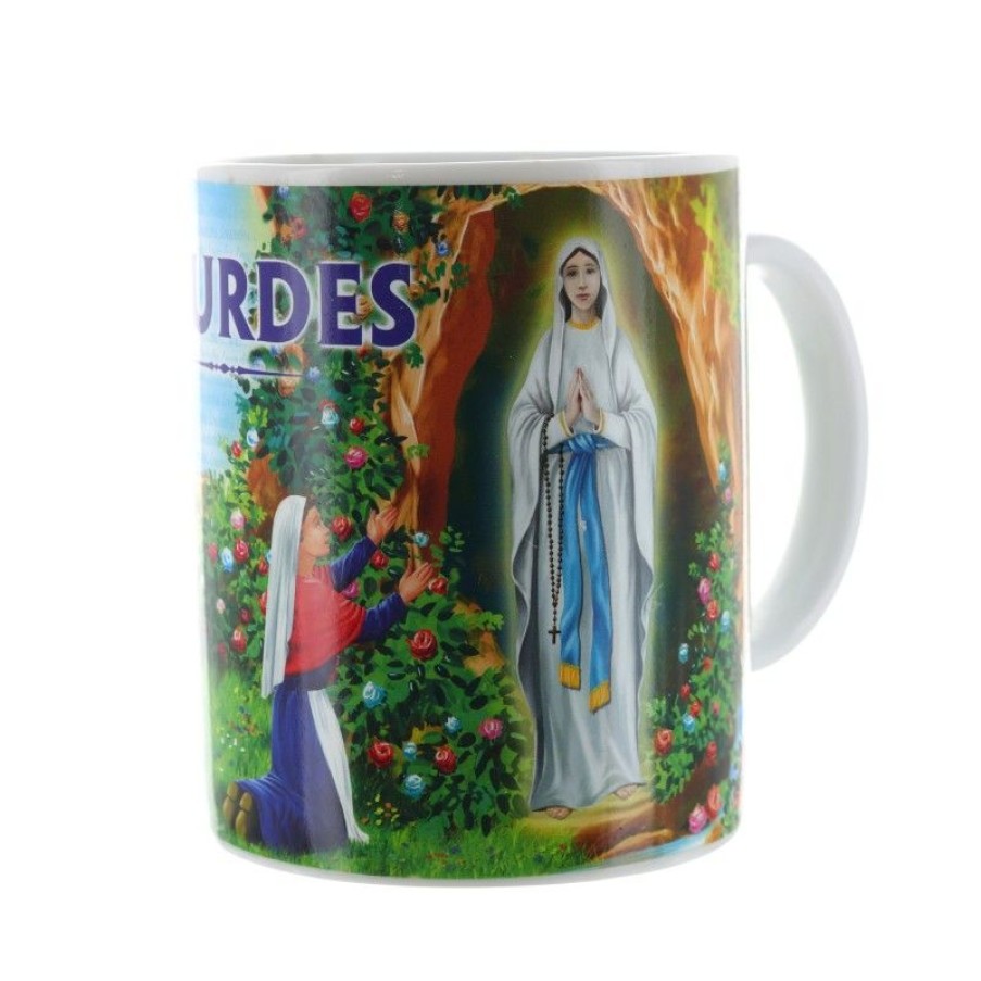 Palais du Rosaire Vaisselle De Lourdes | Mug De L'Apparition De Lourdes Colore 10Cm