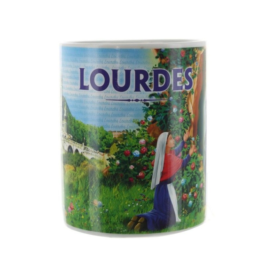 Palais du Rosaire Vaisselle De Lourdes | Mug De L'Apparition De Lourdes Colore 10Cm
