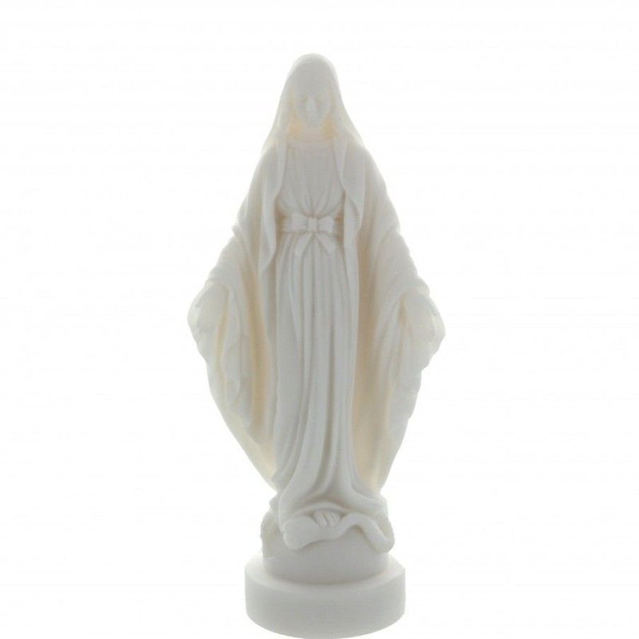 Palais du Rosaire Statue Vierge Miraculeuse | Statue De La Vierge Miraculeuse En Albatre Blanche 17 Cm