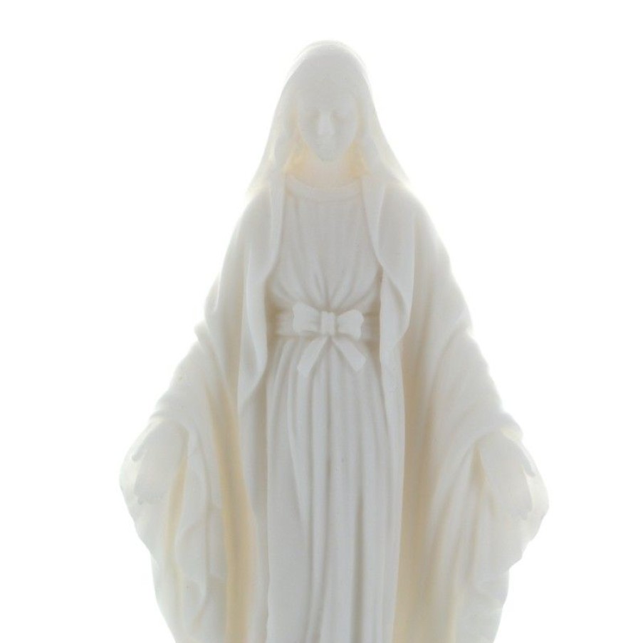 Palais du Rosaire Statue Vierge Miraculeuse | Statue De La Vierge Miraculeuse En Albatre Blanche 17 Cm