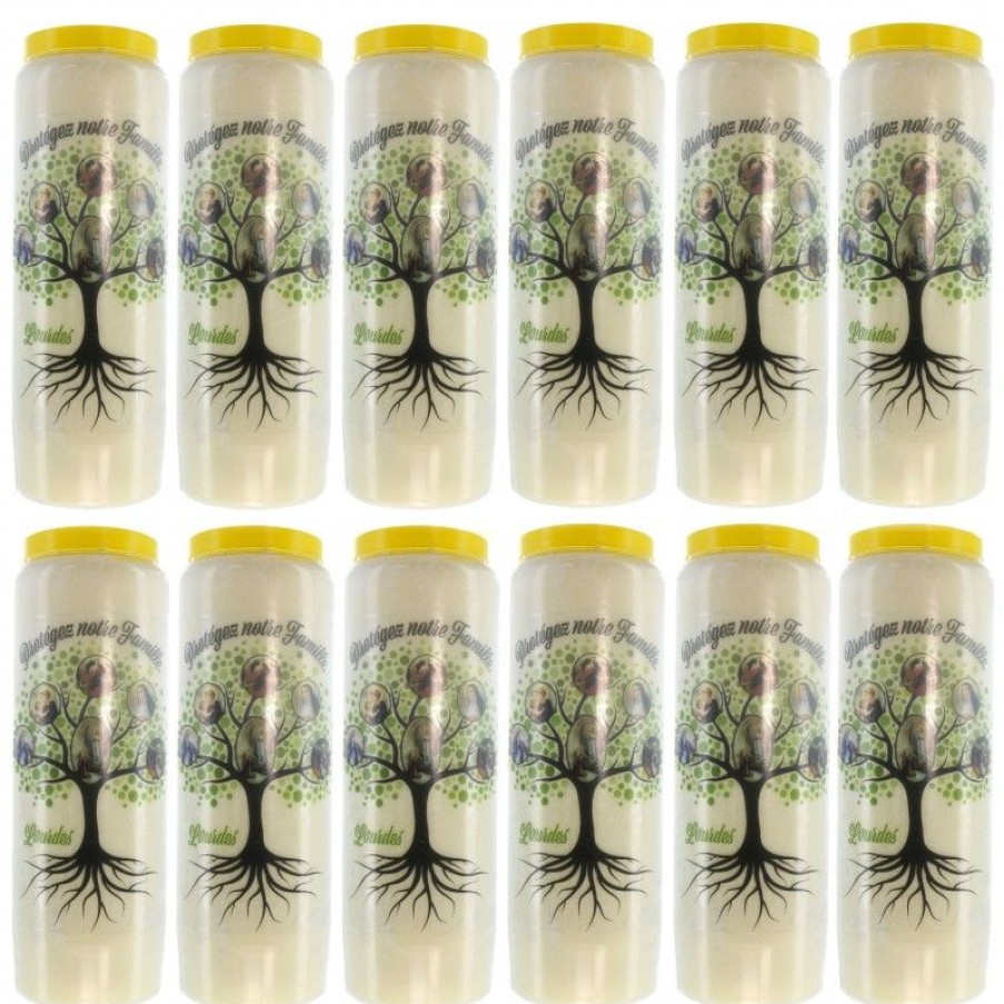 Palais du Rosaire Bougie Neuvaine | Lot De 12 Bougies Neuvaine Arbre De Vie Protecteur 17,5Cm